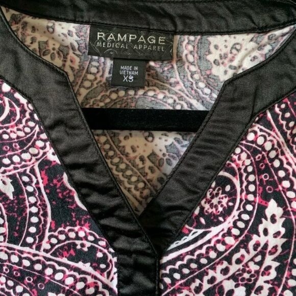 Rampage Womens Paisley Print Scrub Top & Black Pants Set S Cotton Blend - Picture 3 of 15